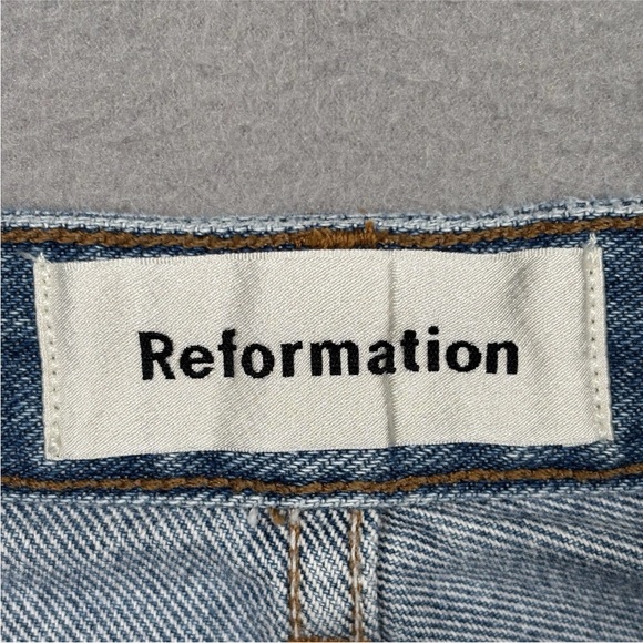 Reformation Jean Short Women’s Size 29 Blue Cut Off Caribbean Wash Button Fly - Picture 5 of 13